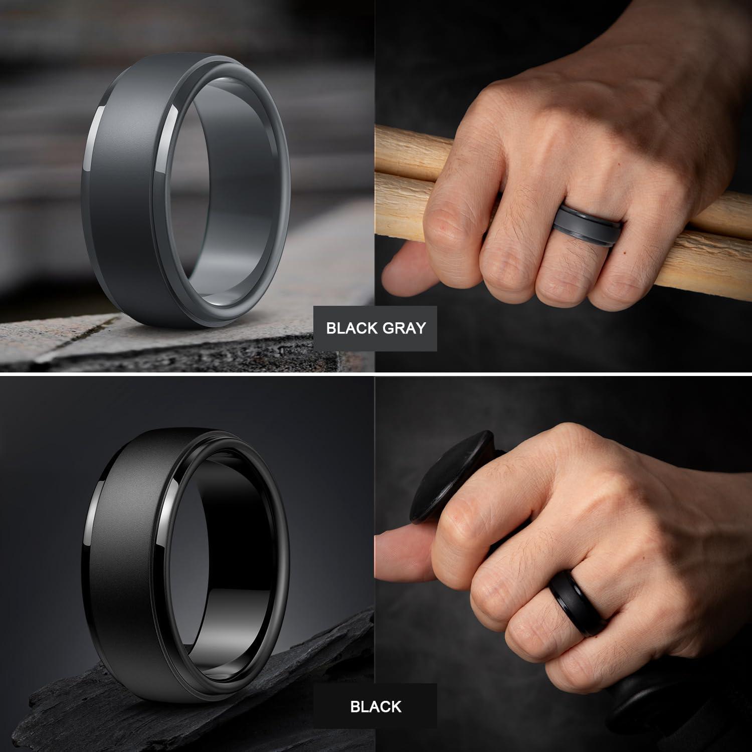 Egnaro Men’s Silicone Wedding Rings: Classic Black Style Rubber ring ...