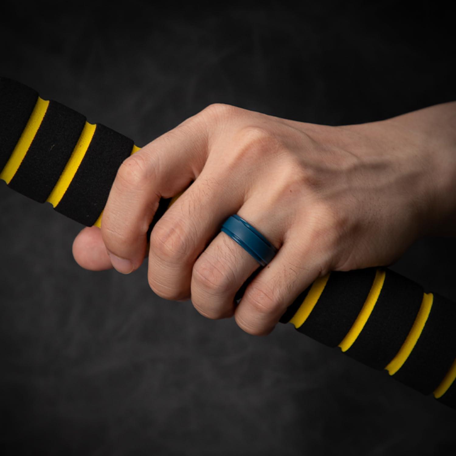 Egnaro Men’s Silicone Wedding Rings: Classic Black Style Rubber ring ...