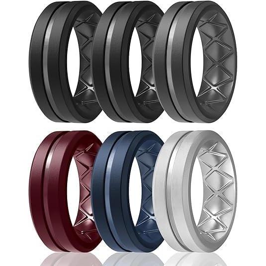 Egnaro Men’s Silicone Ring 1/4/6 Multipack, Workout Travel Rubber ...