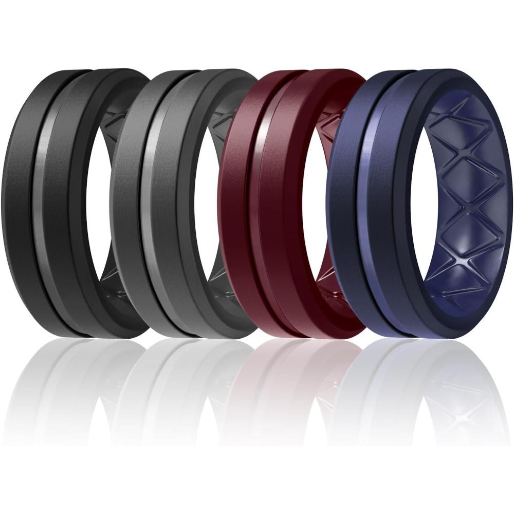Egnaro Men’s Silicone Ring 1/4/6 Multipack, Workout Travel Rubber ...