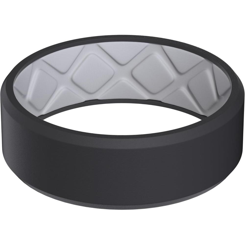 imageEgnaro Mens Silicone Rings 75mm Wide 25mm Thick Rubber Bands For Him Ergonomic Beveled Edge Two Tone Waterproof Workout AccessoriesSETC1BlackLight Gray