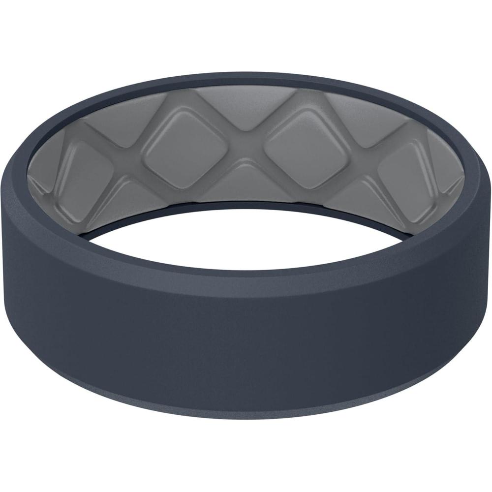 imageEgnaro Mens Silicone Rings 75mm Wide 25mm Thick Rubber Bands For Him Ergonomic Beveled Edge Two Tone Waterproof Workout AccessoriesSETC2Blue GrayLight Gray