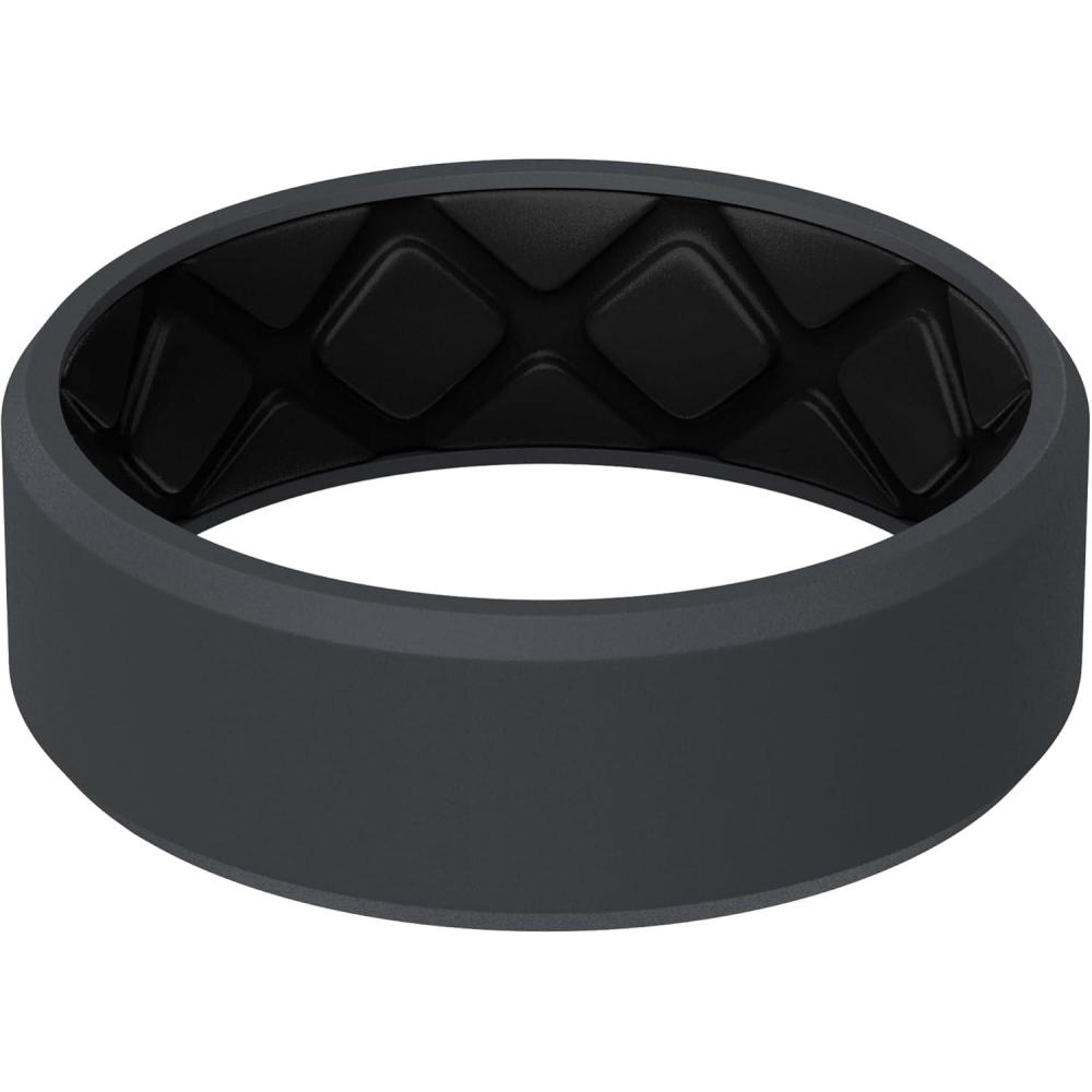 Egnaro Men’s Silicone Rings, 7.5mm Wide 2.5mm Thick Rubber Bands For ...