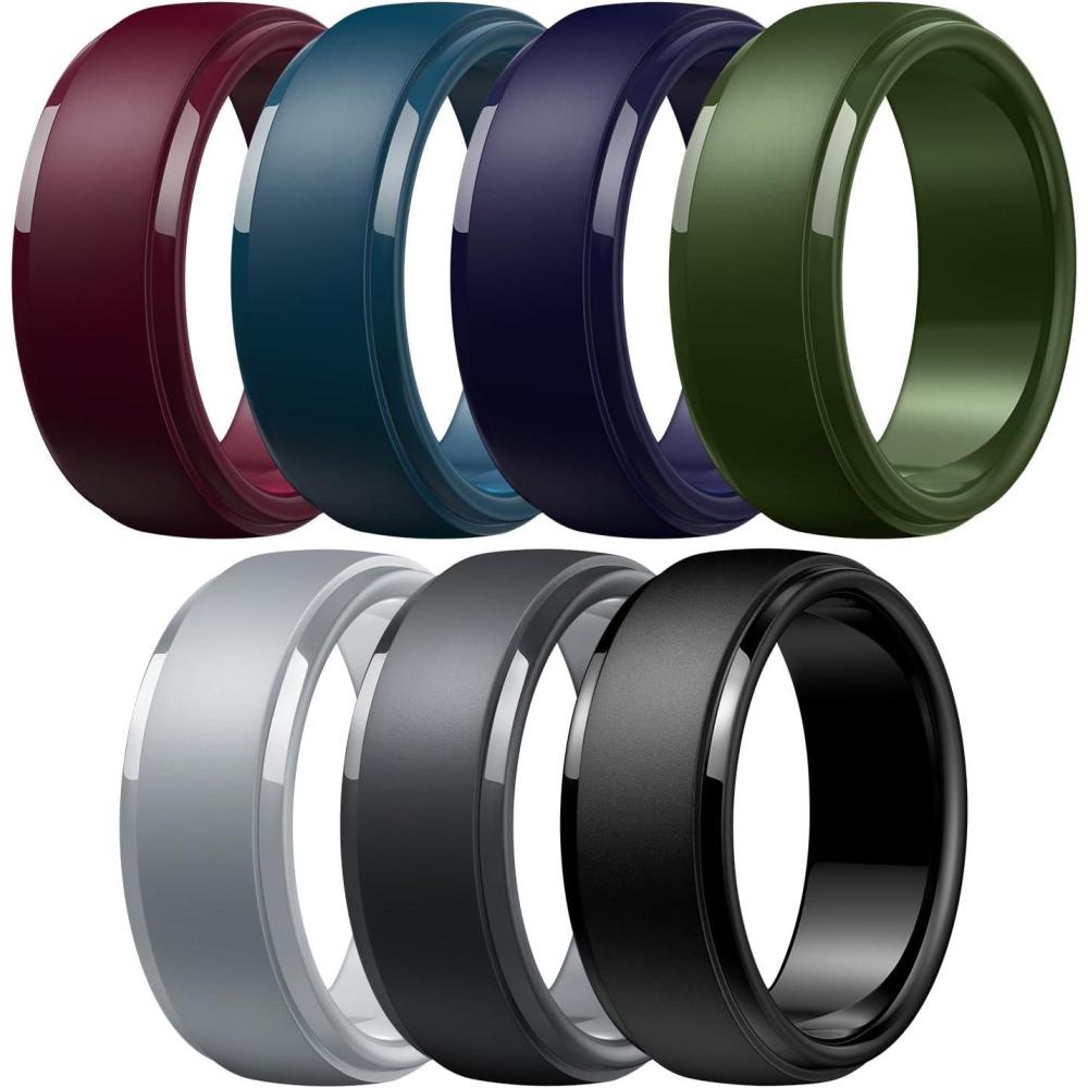 Egnaro Men’s Silicone Wedding Rings: Classic Black Style Rubber ring ...