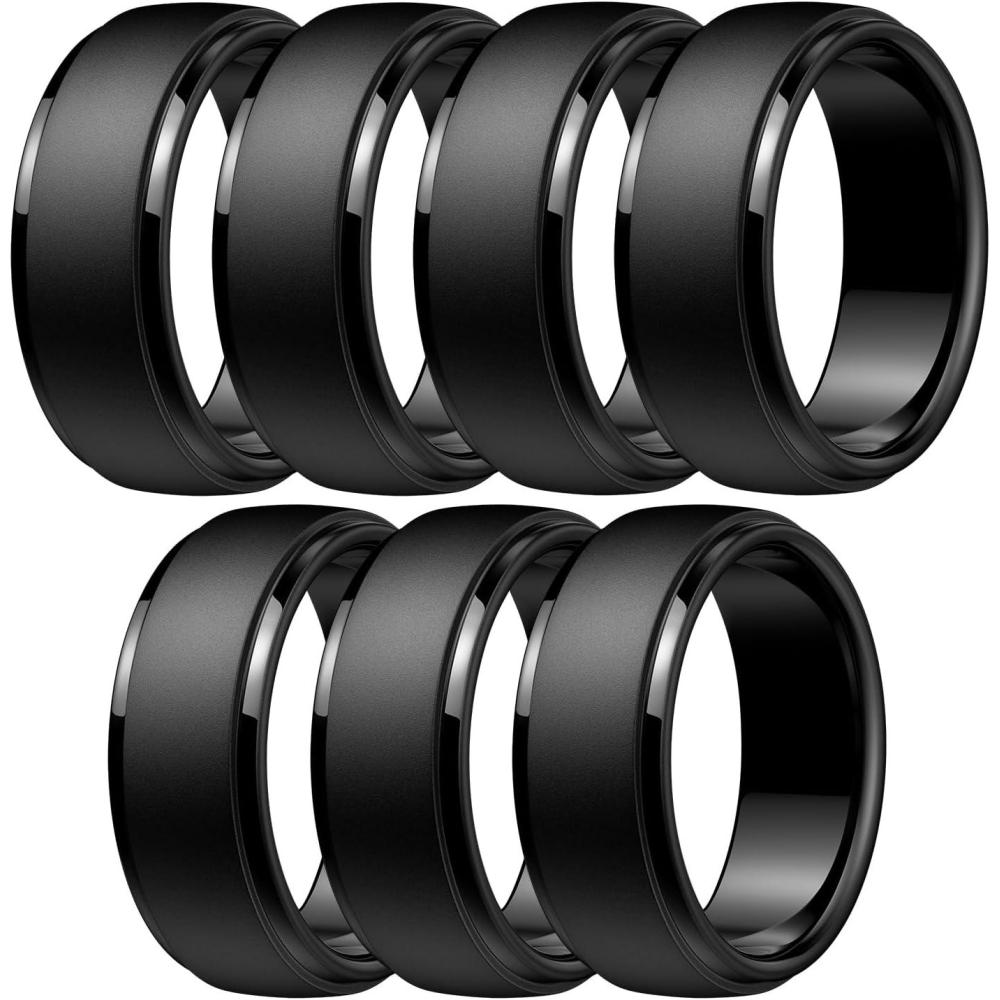 Egnaro Men’s Silicone Wedding Rings: Classic Black Style Rubber ring ...