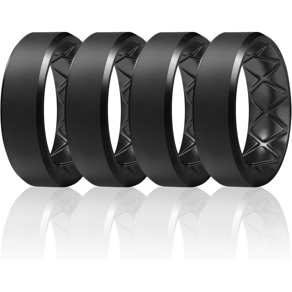 Egnaro Silicone Ring For Men 9mm Wide 2.5mm Thick, Rubber Wedding Bands ...
