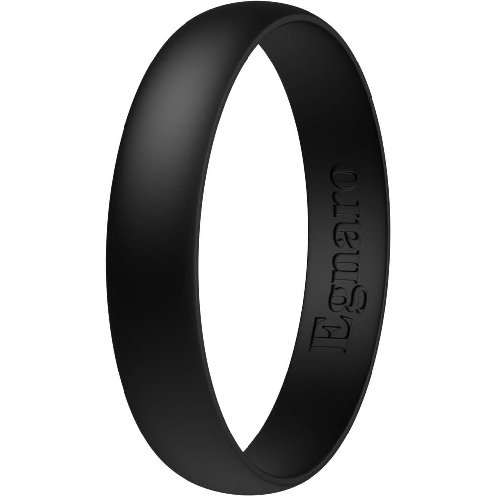 imageEgnaro Silicone Rings for Her Rubber Wedding bands for Him Breathable Engagement thin Unisex Design Variety Multipack 17CBlack