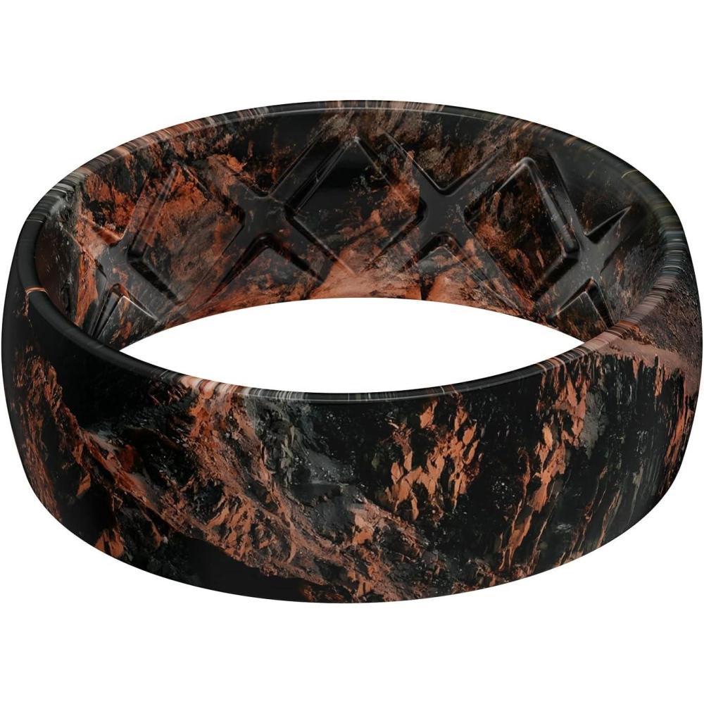 imageEgnaro Silicone Stylish Wedding Rings for Men Printed Design Breathable Rubber Bands 8mm Wide 2mm Thick with Comfort FitSETC2Rocky Rib