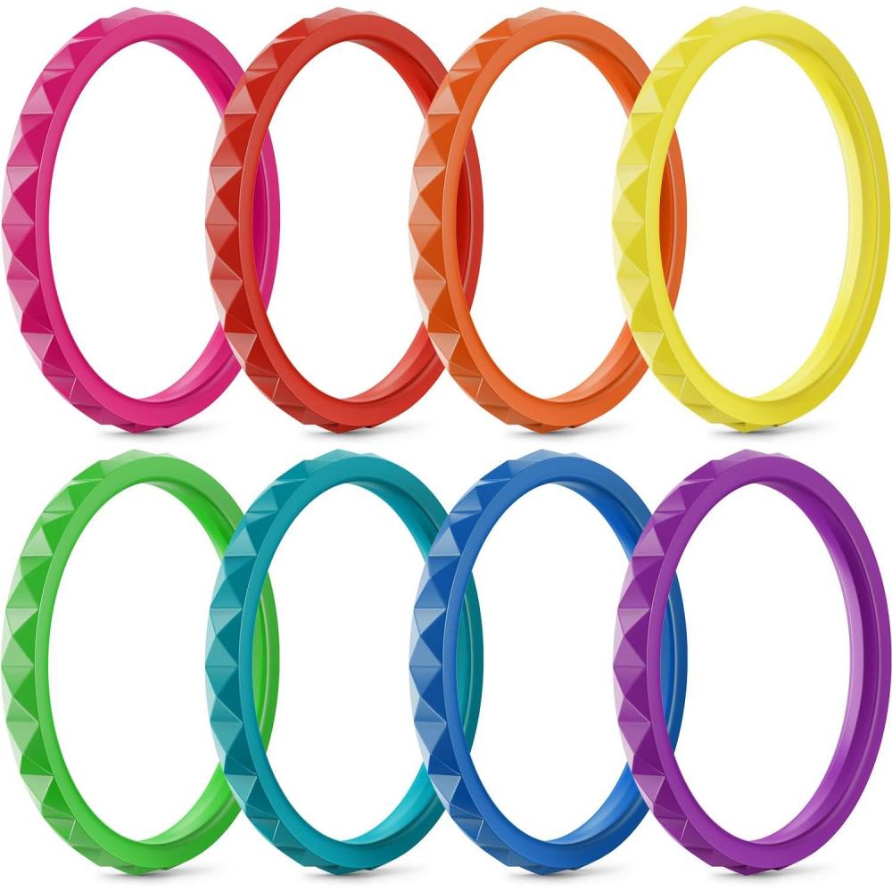 imageEgnaro Silicone Wedding bands women25mm Wide  2mm Thick Gold and Silver Rubber Rings with Half Size48 Variety MultipackSETIRose Red Red Orange Yellow Cyan Teal Light Blue Purple