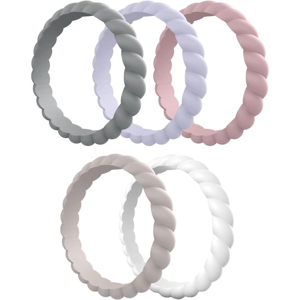 imageEgnaro Womens Bridal Rings Sets Thin and Stackable Rubber Rings Women Wedding Bands 25mm Width 18mm ThickA1White Gray Lavender Dark Nude White Peachy Pink