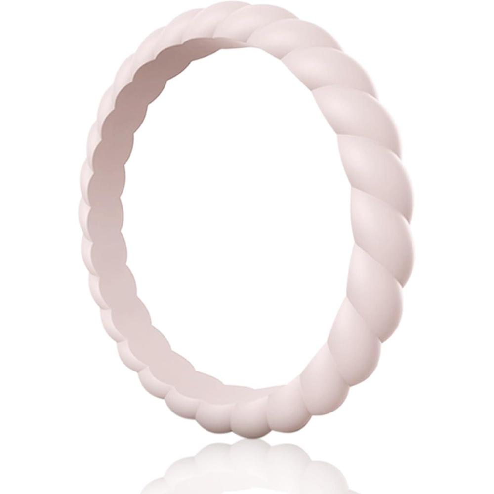 imageEgnaro Womens Bridal Rings Sets Thin and Stackable Rubber Rings Women Wedding Bands 25mm Width 18mm ThickA3Whitepink