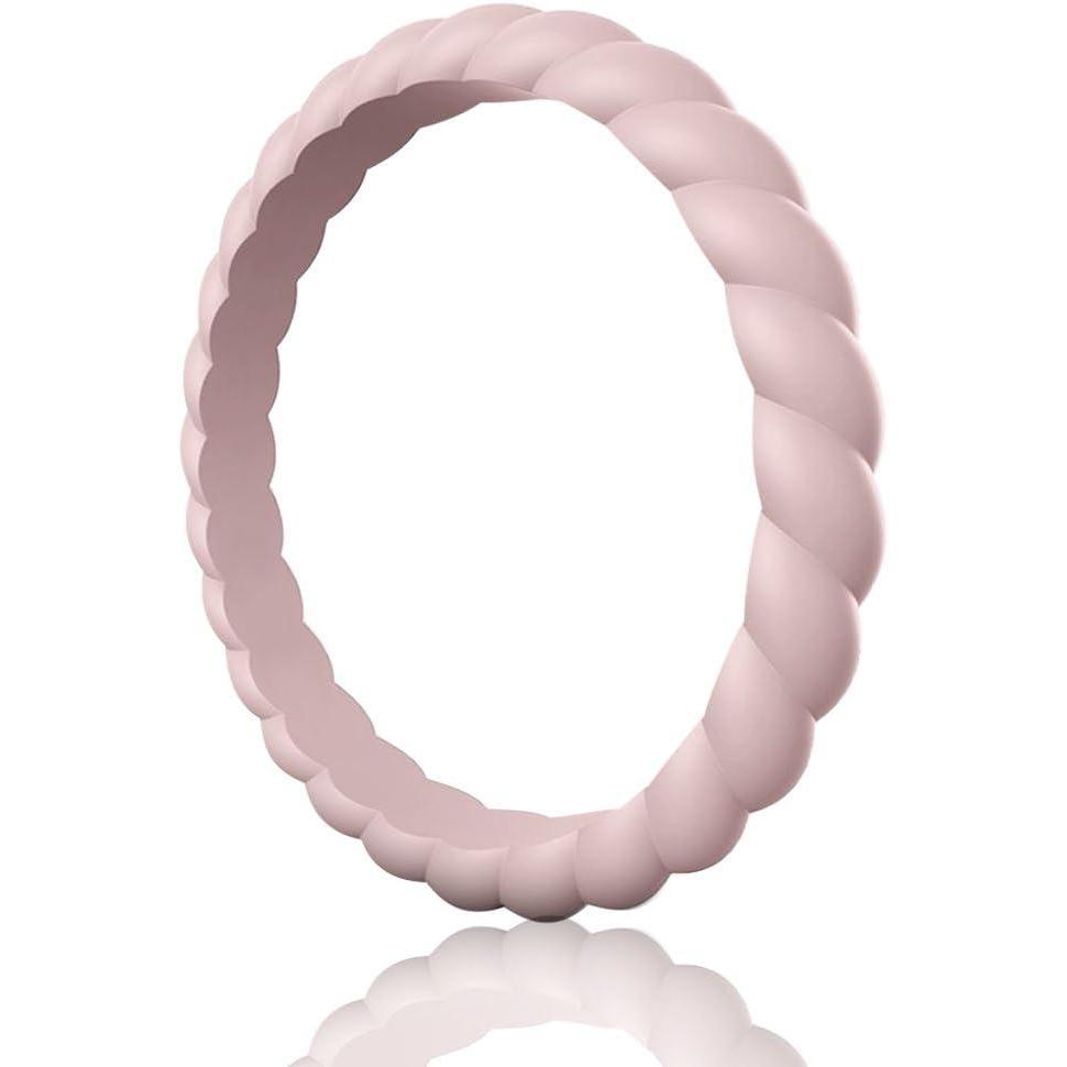 imageEgnaro Womens Bridal Rings Sets Thin and Stackable Rubber Rings Women Wedding Bands 25mm Width 18mm ThickSETM16Pink Sand