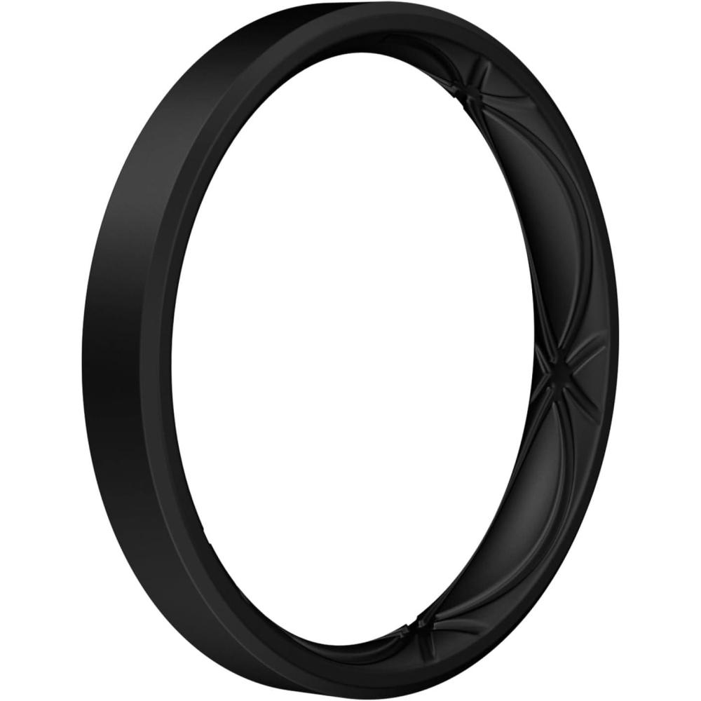 imageEgnaro Womens Silicone Stackable Rings 32mm Width Thin Rubber Wedding Bands For Her Flexible For WorkoutSETD1Black