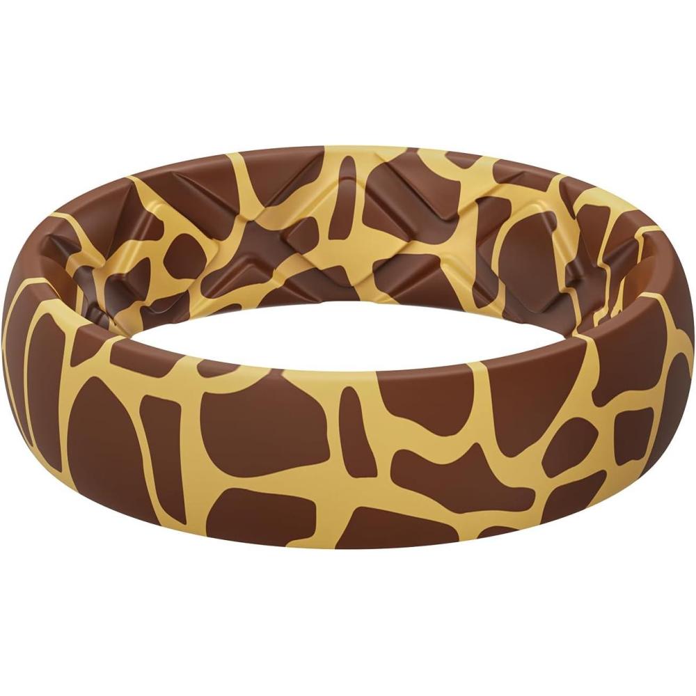 imageEgnaro Womens Silicone Statement Rings 52mm Wide 2mm Thick Rubber Printed Floral Wedding Bands For Her Size 412SETZ1Giraffe Spots