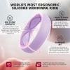 Egnaro 4/5/8 Variety Multipack Ergonomic Breathable Anniversary Rings, 6mm Wide – 2mm Thick Rubber Wedding bands women, silicone Rings Women with Half Size(SETI-Lilac Purple Sunlight Yellow Teal Metallic Pearl White)