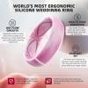Egnaro 4/5/8 Variety Multipack Ergonomic Breathable Anniversary Rings, 6mm Wide – 2mm Thick Rubber Wedding bands women, silicone Rings Women with Half Size(SETK-Peach Pink Sunlight Yellow Teal Lilac Purple Pink Camo Black Gray White Metallic Starry Purple)