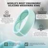 Egnaro 4/5/8 Variety Multipack Ergonomic Breathable Anniversary Rings, 6mm Wide – 2mm Thick Rubber Wedding bands women, silicone Rings Women with Half Size(SETN-Ivory Classic Blue Opal Green Sea Blue Light Pink Light Gray Black)