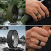 Egnaro Men’s Silicone Rings, 7.5mm Wide 2.5mm Thick Rubber Bands For Him, Ergonomic Beveled Edge Two Tone Waterproof Workout Accessories(SETA2-White Gray/Orange  Twilight Blue/Black  Olive Green/Black  Black/Light Gray)