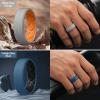 Egnaro Men’s Silicone Rings, 7.5mm Wide 2.5mm Thick Rubber Bands For Him, Ergonomic Beveled Edge Two Tone Waterproof Workout Accessories(SETA2-White Gray/Orange  Twilight Blue/Black  Olive Green/Black  Black/Light Gray)