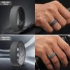 Egnaro Men’s Silicone Rings, 7.5mm Wide 2.5mm Thick Rubber Bands For Him, Ergonomic Beveled Edge Two Tone Waterproof Workout Accessories(SETA3-Black/Light Gray  Blue Gray/Black  Dark Gray/Black  Black Gray/Black)
