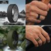 Egnaro Men’s Silicone Rings, 7.5mm Wide 2.5mm Thick Rubber Bands For Him, Ergonomic Beveled Edge Two Tone Waterproof Workout Accessories(SETA4-Black/Light Gray  Black/Red  Olive Green/Black  Twilight Blue/Black)