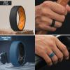 Egnaro Men’s Silicone Rings, 7.5mm Wide 2.5mm Thick Rubber Bands For Him, Ergonomic Beveled Edge Two Tone Waterproof Workout Accessories(SETA5-Black/Orange  Twilight Blue/Black  Olive Green/Black  Black/Sea Blue)