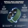 Egnaro Men’s Silicone Rings, 7.5mm Wide 2.5mm Thick Rubber Bands For Him, Ergonomic Beveled Edge Two Tone Waterproof Workout Accessories(SETA7-Black/Black Gray  Light Gray/Teal Blue  Twilight Blue/Black  Ink Green/Black)