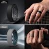 Egnaro Men’s Silicone Rings, 7.5mm Wide 2.5mm Thick Rubber Bands For Him, Ergonomic Beveled Edge Two Tone Waterproof Workout Accessories(SETA7-Black/Black Gray  Light Gray/Teal Blue  Twilight Blue/Black  Ink Green/Black)