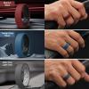 Egnaro Men’s Silicone Rings, 7.5mm Wide 2.5mm Thick Rubber Bands For Him, Ergonomic Beveled Edge Two Tone Waterproof Workout Accessories(SETB1-White Gray/Orange  Black/Light Gray  Black/Sky Blue  Olive Green/Black  Maroon/Black  Twilight Blue/Black  Black/White Gray)