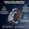 Egnaro Men’s Silicone Rings, 7.5mm Wide 2.5mm Thick Rubber Bands For Him, Ergonomic Beveled Edge Two Tone Waterproof Workout Accessories(SETB2-Dark Brown/Light Gray  Dark Gray/Greige  Blue Gray/Arctic Ice  Ink Green/Black)