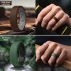 Egnaro Men’s Silicone Rings, 7.5mm Wide 2.5mm Thick Rubber Bands For Him, Ergonomic Beveled Edge Two Tone Waterproof Workout Accessories(SETB2-Dark Brown/Light Gray  Dark Gray/Greige  Blue Gray/Arctic Ice  Ink Green/Black)