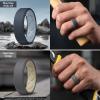 Egnaro Men’s Silicone Rings, 7.5mm Wide 2.5mm Thick Rubber Bands For Him, Ergonomic Beveled Edge Two Tone Waterproof Workout Accessories(SETB2-Dark Brown/Light Gray  Dark Gray/Greige  Blue Gray/Arctic Ice  Ink Green/Black)