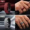 Egnaro Men’s Silicone Rings, 7.5mm Wide 2.5mm Thick Rubber Bands For Him, Ergonomic Beveled Edge Two Tone Waterproof Workout Accessories(SETB3-Black/Light Gray  Dark Blue/Black  Maroon/Black  Light Gray/Black)