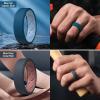 Egnaro Men’s Silicone Rings, 7.5mm Wide 2.5mm Thick Rubber Bands For Him, Ergonomic Beveled Edge Two Tone Waterproof Workout Accessories(SETB4-Blue Gray/Coral Red  Blue Iris/Classic Blue  Light Green/Light Gray  Light Gray/Blue Gray)