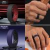 Egnaro Men’s Silicone Rings, 7.5mm Wide 2.5mm Thick Rubber Bands For Him, Ergonomic Beveled Edge Two Tone Waterproof Workout Accessories(SETB5-Black/Crimson  Black Purple/Black  Twilight Blue/Black  Black/Emerald Green)