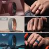 Egnaro Men’s Silicone Rings, 7.5mm Wide 2.5mm Thick Rubber Bands For Him, Ergonomic Beveled Edge Two Tone Waterproof Workout Accessories(SETC4-Maroon/Black  Light Gray/Pumpkin  Blue Iris/Black  Blue Gray/Arctic Ice  Black Gray/Black  Black/Ink Green)