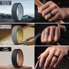 Egnaro Men’s Silicone Rings, 7.5mm Wide 2.5mm Thick Rubber Bands For Him, Ergonomic Beveled Edge Two Tone Waterproof Workout Accessories(SETC6-Crimson/Black  Light Gray/Muted Yellow  Blue Iris/Black  Black Purple/Black  Blue Gray/Arctic Ice  Dark Foliage Green/Black  Black/Pumpkin)