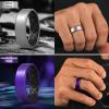 Egnaro Men’s Silicone Rings, 7.5mm Wide 2.5mm Thick Rubber Bands For Him, Ergonomic Beveled Edge Two Tone Waterproof Workout Accessories(SETR2-Silver/Black  Black/Elegant Blue  Metallic Purple/Black  Blue Gray/Light Gray)