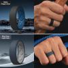 Egnaro Men’s Silicone Rings, 7.5mm Wide 2.5mm Thick Rubber Bands For Him, Ergonomic Beveled Edge Two Tone Waterproof Workout Accessories(SETR2-Silver/Black  Black/Elegant Blue  Metallic Purple/Black  Blue Gray/Light Gray)