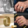 Egnaro Men’s Silicone Rings 8mm Wide 2.2mm Thick Rubber Wedding Bands, 1/4/5/6/7 Multipack of Breathable Patent-Pending Design(SETC-Silver Gold Dark Silver Black)
