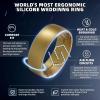 Egnaro Men’s Silicone Rings 8mm Wide 2.2mm Thick Rubber Wedding Bands, 1/4/5/6/7 Multipack of Breathable Patent-Pending Design(SETC-Silver Gold Dark Silver Black)