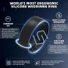 Egnaro Men’s Silicone Rings 8mm Wide 2.2mm Thick Rubber Wedding Bands, 1/4/5/6/7 Multipack of Breathable Patent-Pending Design(SETE-Black)