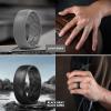 Egnaro Men’s Silicone Rings 8mm Wide 2.2mm Thick Rubber Wedding Bands, 1/4/5/6/7 Multipack of Breathable Patent-Pending Design(SETO-Light Gray Black Gray-Black Camo Dark Silver Black)