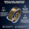 Egnaro Men’s Silicone Rings 8mm Wide 2.2mm Thick Rubber Wedding Bands, 1/4/5/6/7 Multipack of Breathable Patent-Pending Design(SETP-Black Dark Silver Black Gray Camo Olive Green Bronze)