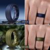 Egnaro Mens Silicone Wedding Rings 8mm x 2mm, Step Edge Rubber Engagement Bands 1/4/7 Multipack Comfort For Workout Travel(C4-Dark Blue  Olive Green  Black Gray  Black)