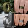 Egnaro Mens Silicone Wedding Rings 8mm x 2mm, Step Edge Rubber Engagement Bands 1/4/7 Multipack Comfort For Workout Travel(C5-Dark Silver  Olive Green  Dark Gray  Black)