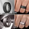Egnaro Mens Silicone Wedding Rings 8mm x 2mm, Step Edge Rubber Engagement Bands 1/4/7 Multipack Comfort For Workout Travel(C6-White Gray  Metallic Gun  Black Gray  Black)