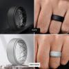 Egnaro Mens Silicone Wedding Rings 8mm x 2mm, Step Edge Rubber Engagement Bands 1/4/7 Multipack Comfort For Workout Travel(C6-White Gray  Metallic Gun  Black Gray  Black)