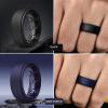 Egnaro Mens Silicone Wedding Rings 8mm x 2mm, Step Edge Rubber Engagement Bands 1/4/7 Multipack Comfort For Workout Travel(C8-Black  Black Gray  Dark Purple  Dark Blue)