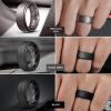 Egnaro Mens Silicone Wedding Rings 8mm x 2mm, Step Edge Rubber Engagement Bands 1/4/7 Multipack Comfort For Workout Travel(D1-Black  Black Gray  Olive Green  Metallic Gun  Dark Purple  Twilight Blue  Dark Silver)